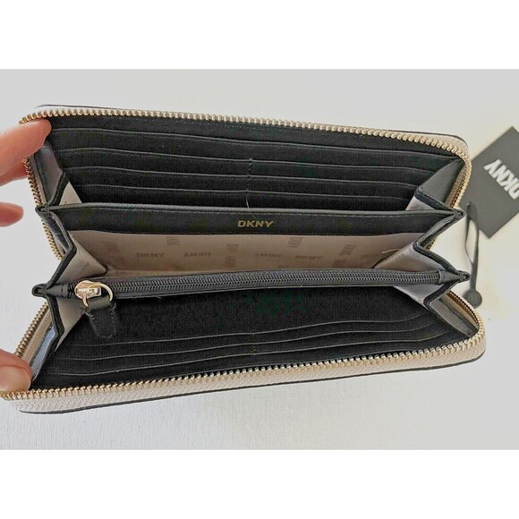 New DKNY Boxed Bryant Large Zip Around Continental Wallet Grey / Black - Picture 4 of 7